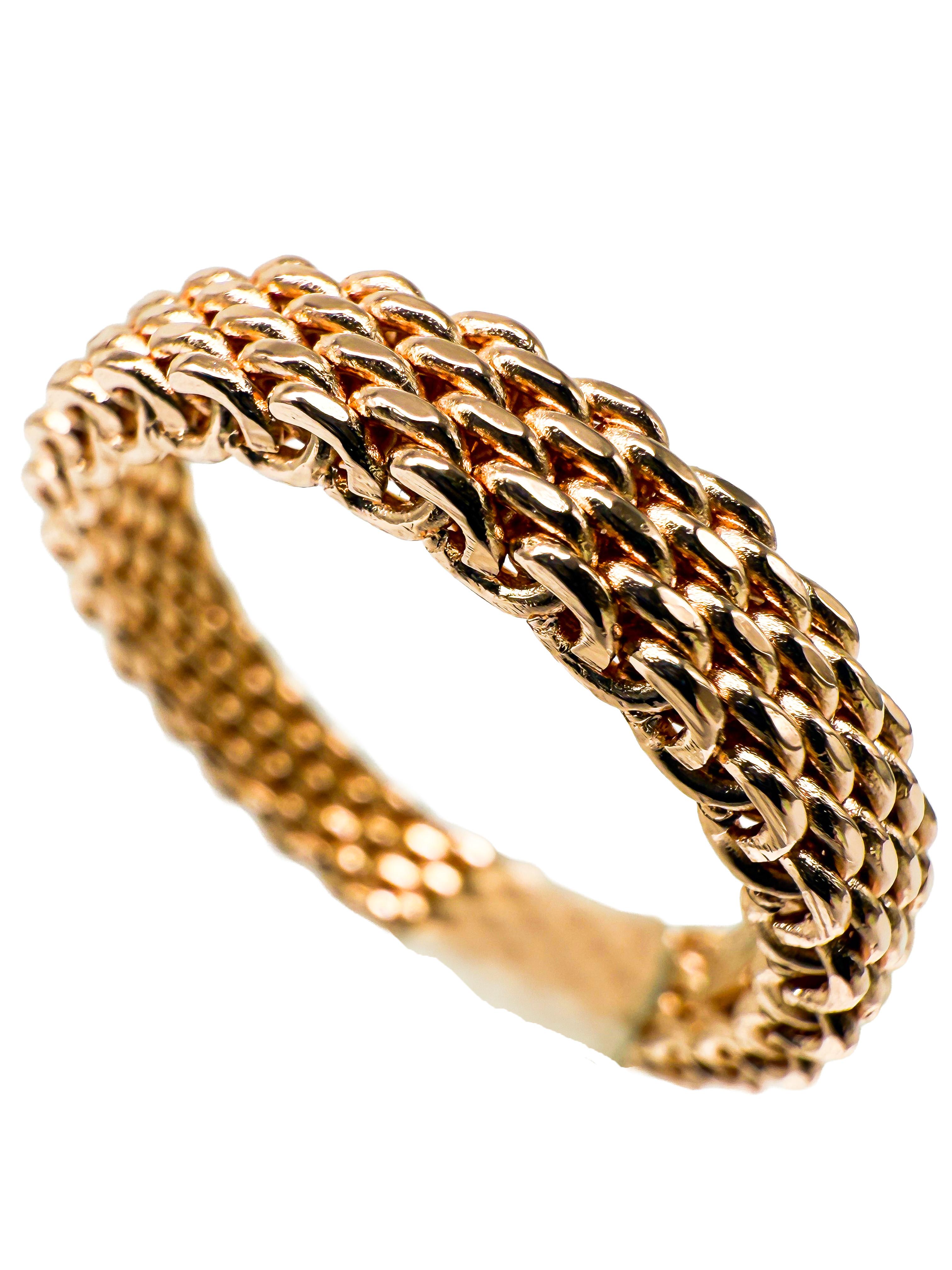 Tiffany & Co. Somerset Narrow Mesh Ring in 18K Rose Gold For Sale 1