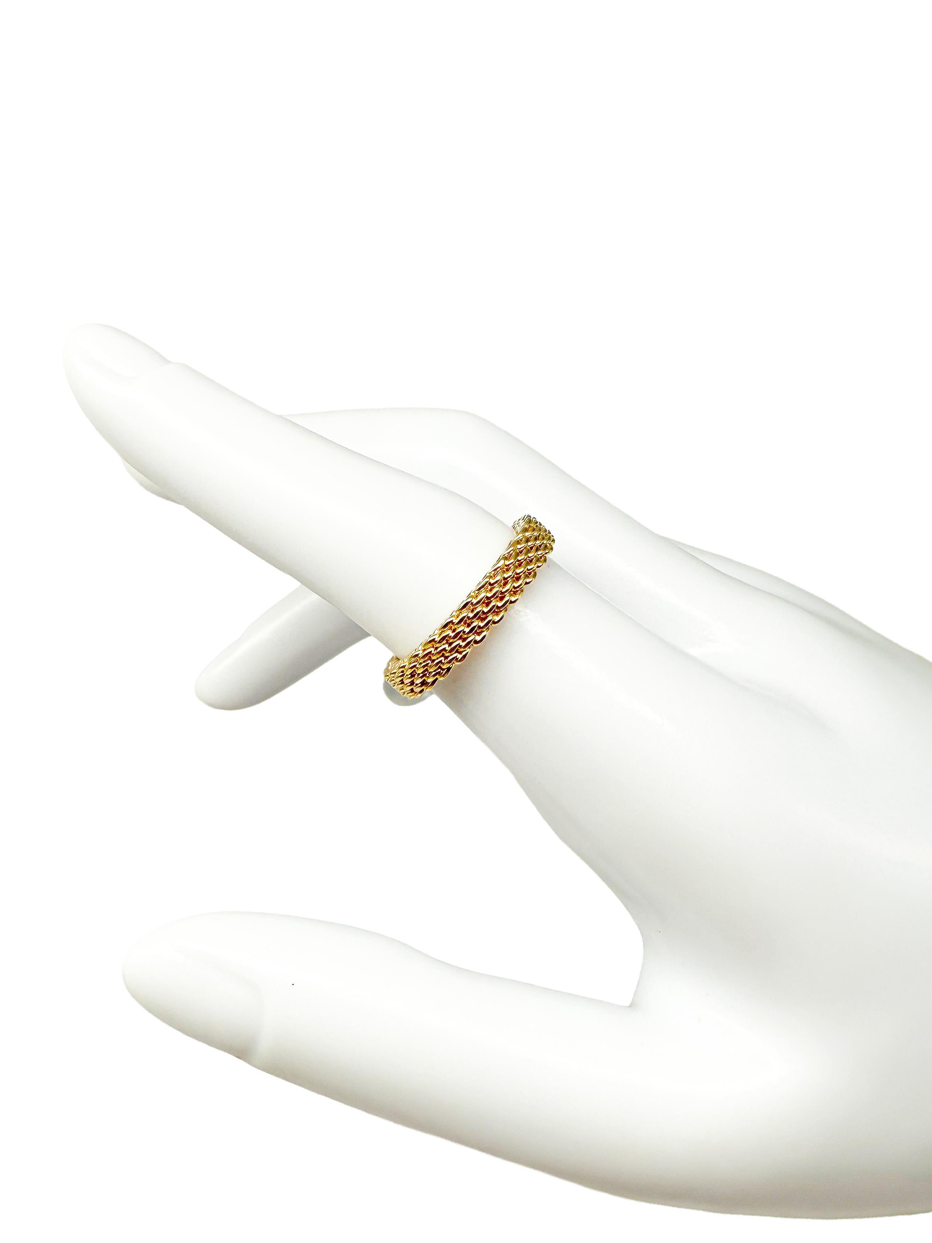 Tiffany & Co. Somerset Narrow Mesh Ring in 18K Yellow Gold For Sale 2