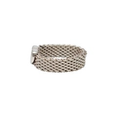 Tiffany & Co Somerset Sterling Silver Heart Mesh Ring Size 8 #20134