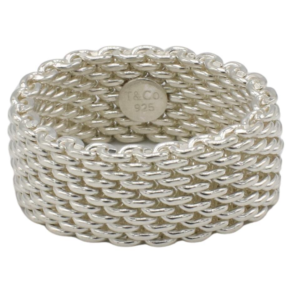 Modern Tiffany & Co. Somerset Sterling Silver Mesh Band Ring