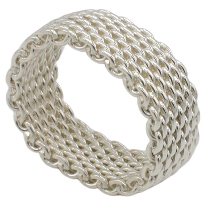 Tiffany & Co. Somerset Sterling Silver Mesh Band Ring In Excellent Condition In  Baltimore, MD