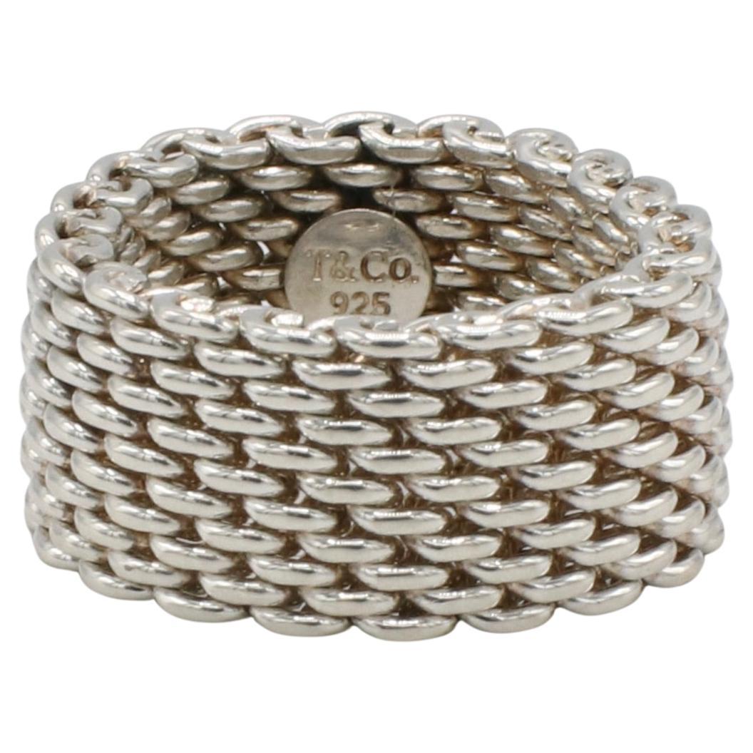 Tiffany 
Co. Somerset Sterling Silver Mesh Band Ring For Sale
