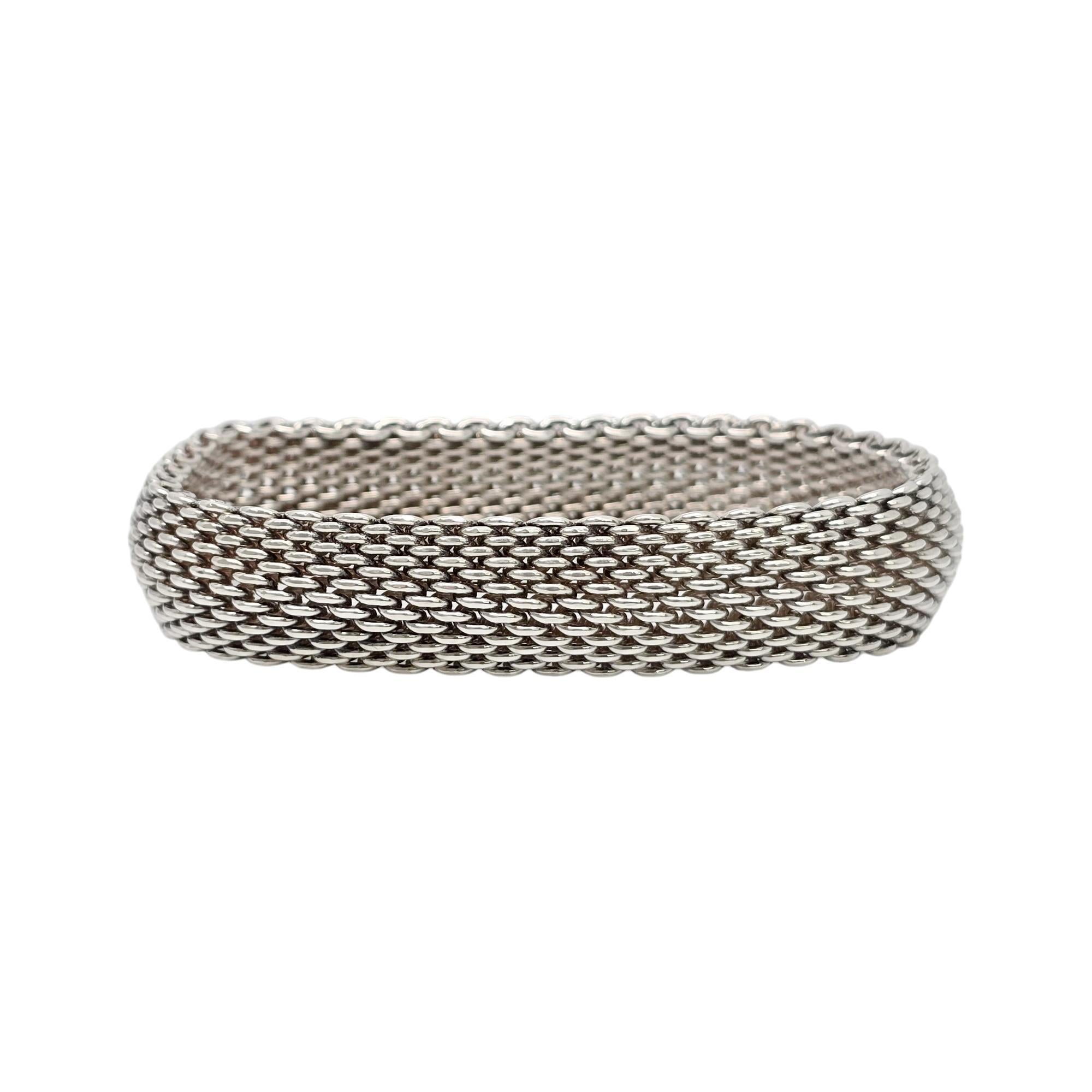 Tiffany & Co Somerset Sterling Silver Mesh Bracelet #20136 In Good Condition In Washington Depot, CT
