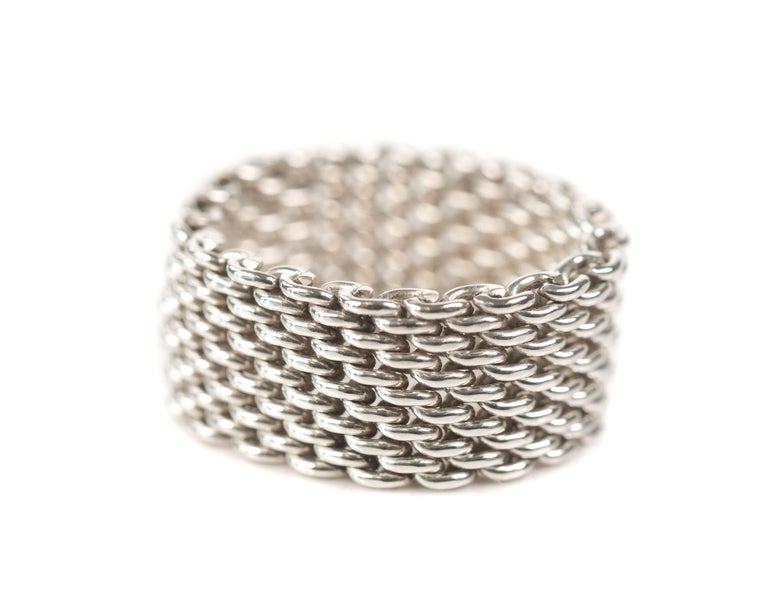925 Sterling Silver Somerset Mesh Chain Linked 8mm Finger Ring Size 3-11 Y022 