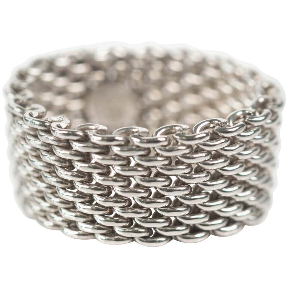 Tiffany and Co. Somerset Sterling Silver Mesh Chain Link Ring at ...
