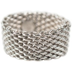 Tiffany & Co. Somerset Sterling Silver Mesh Chain Link Ring