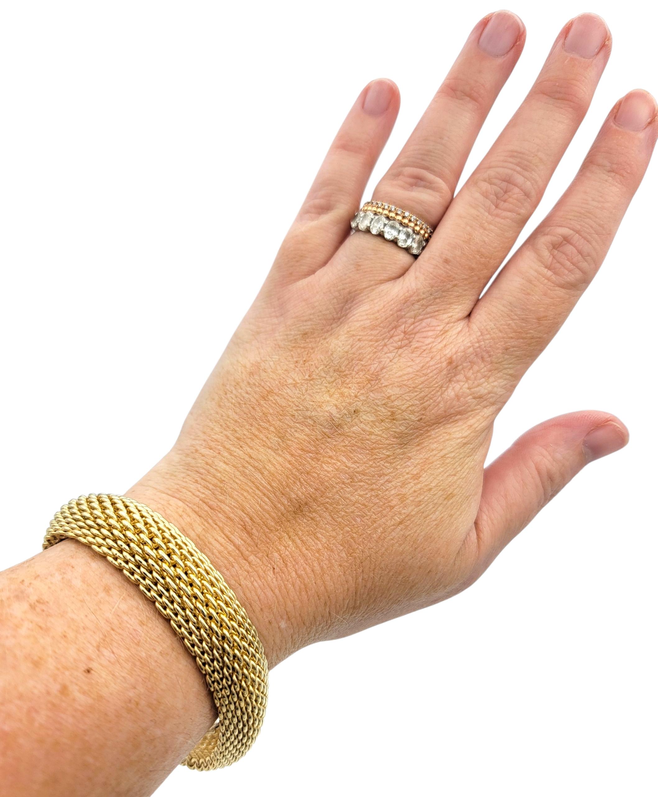 Tiffany & Co. Somerset Wide Mesh Bangle Bracelet in 18 Karat Yellow Gold For Sale 2