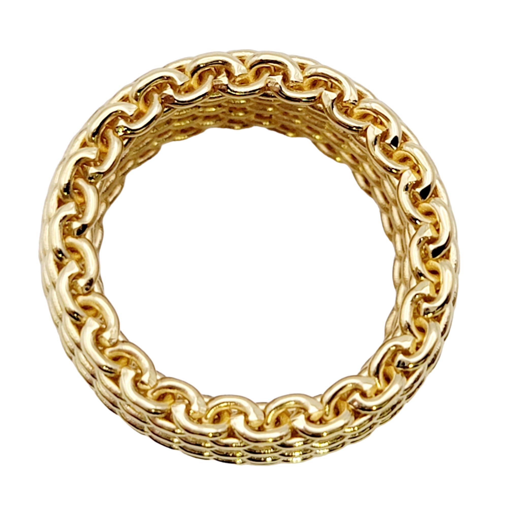 Women's Tiffany & Co. Somerset Wide Mesh Flex Band Ring in 18 Karat Yellow Gold US 6.25