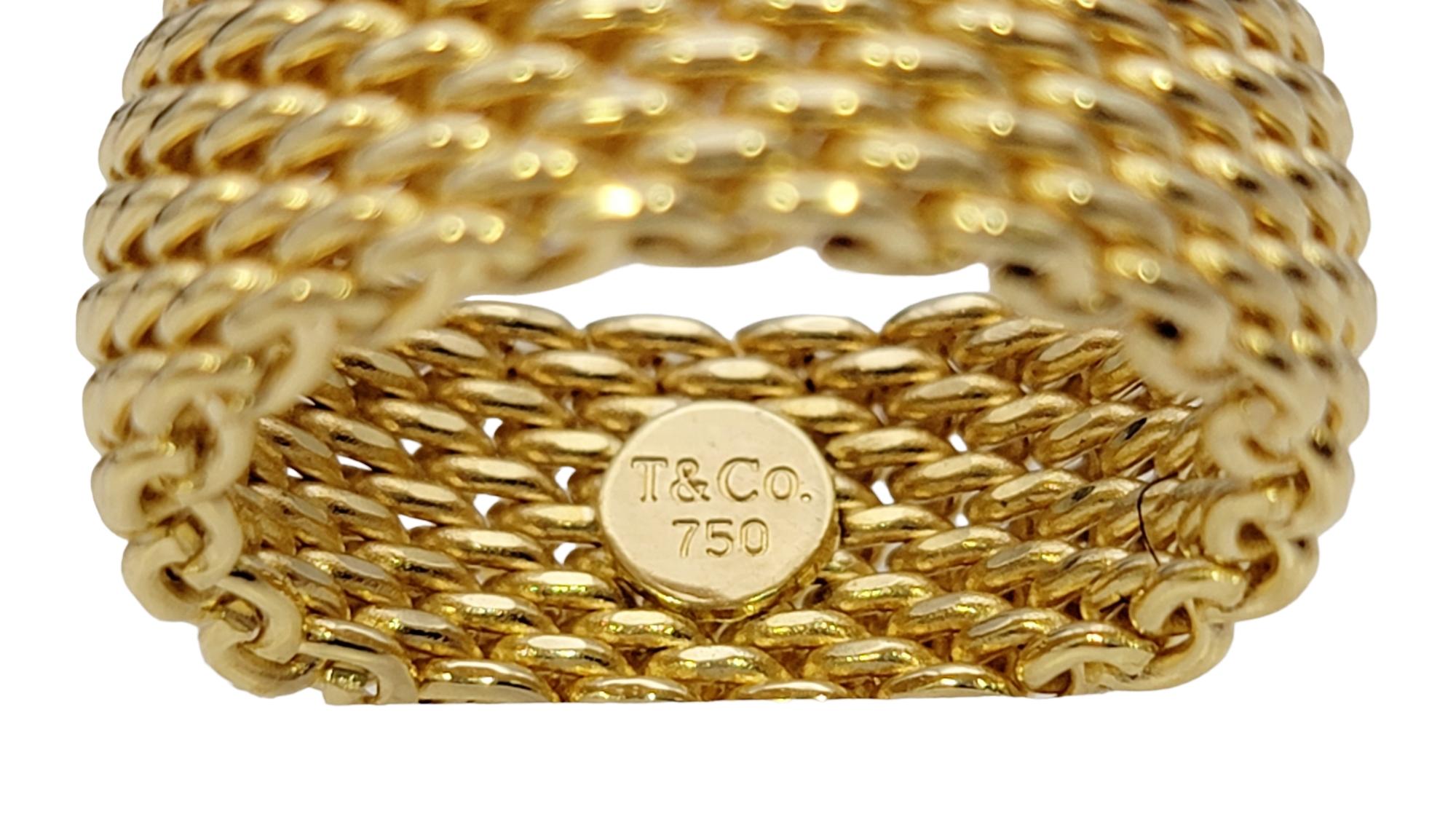 Tiffany & Co. Somerset Wide Mesh Flex Band Ring in 18 Karat Yellow Gold US 6.25 1