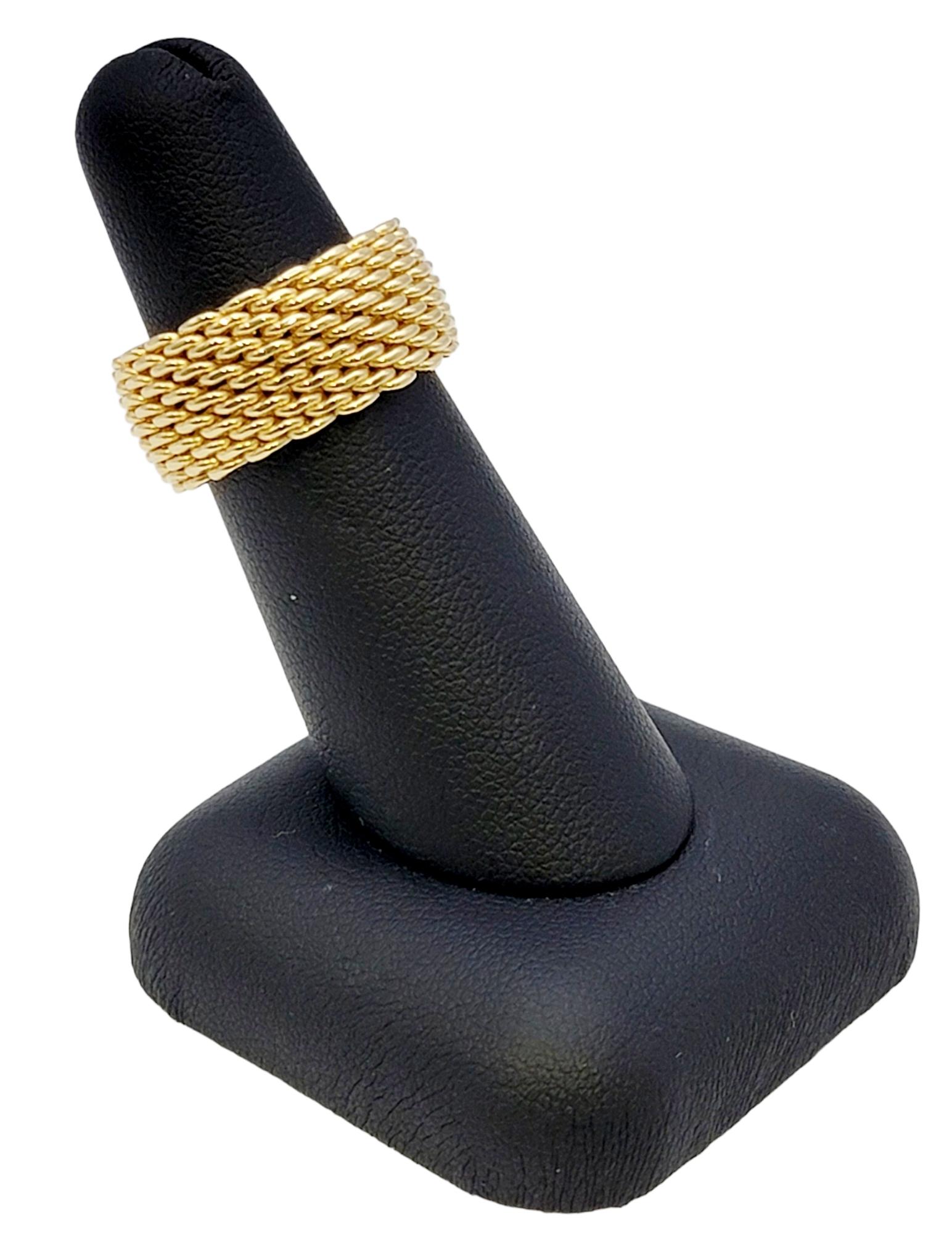Tiffany & Co. Somerset Wide Mesh Flex Band Ring in 18 Karat Yellow Gold US 6.25 3