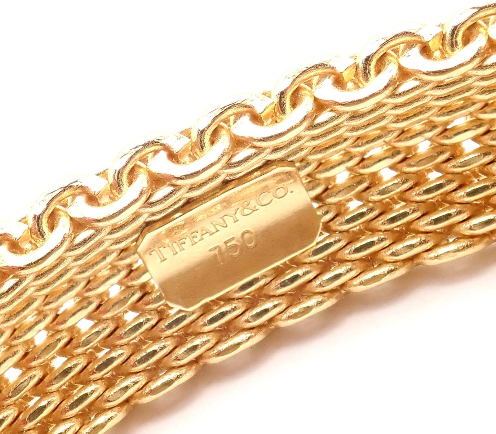 18k Yellow Gold Somerset Wide Mesh Bangle Bracelet by TIffany & Co. 
Details: 
Length: 7.5