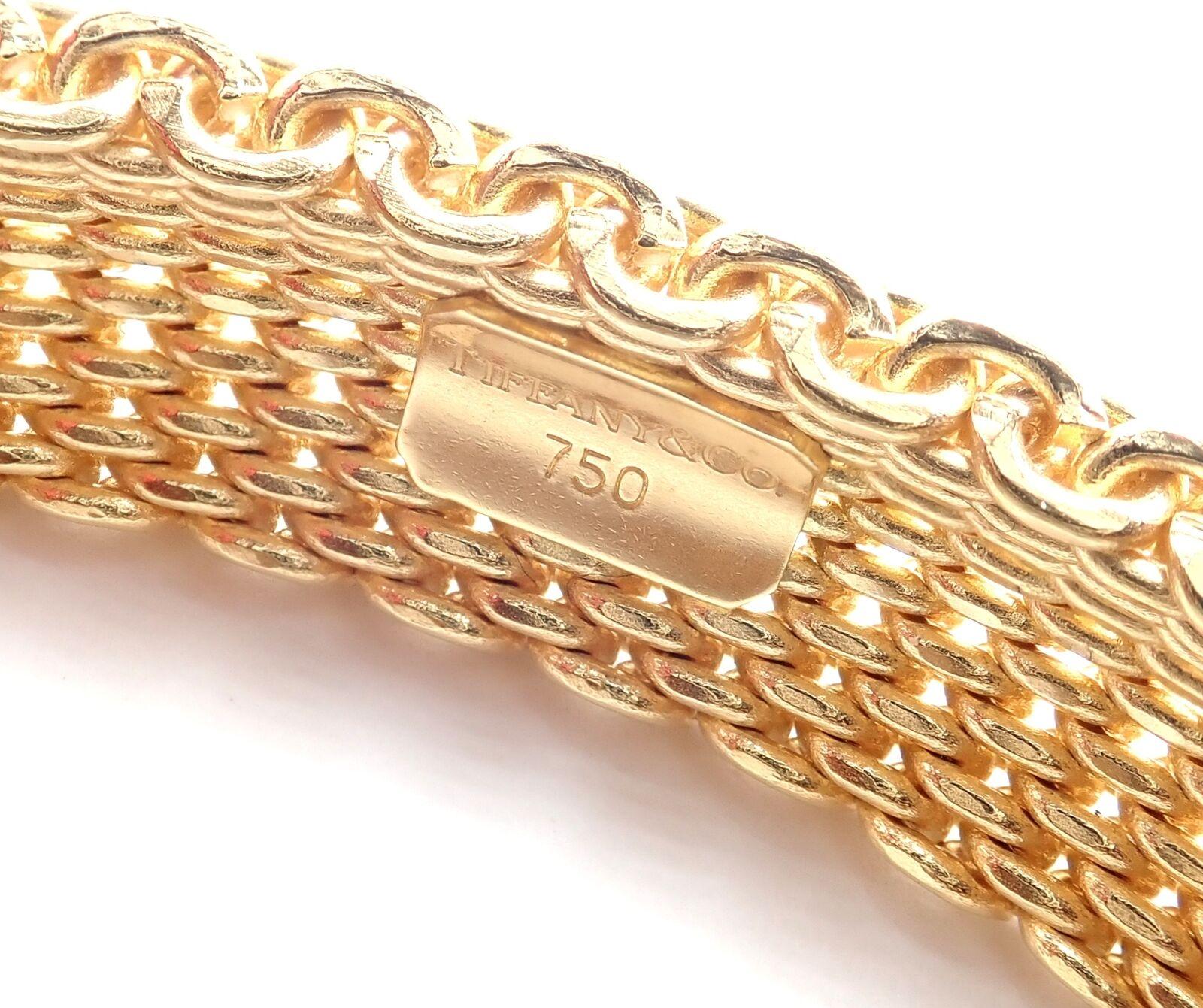 Tiffany & Co Somerset Wide Mesh Yellow Gold Bracelet In Excellent Condition For Sale In Holland, PA