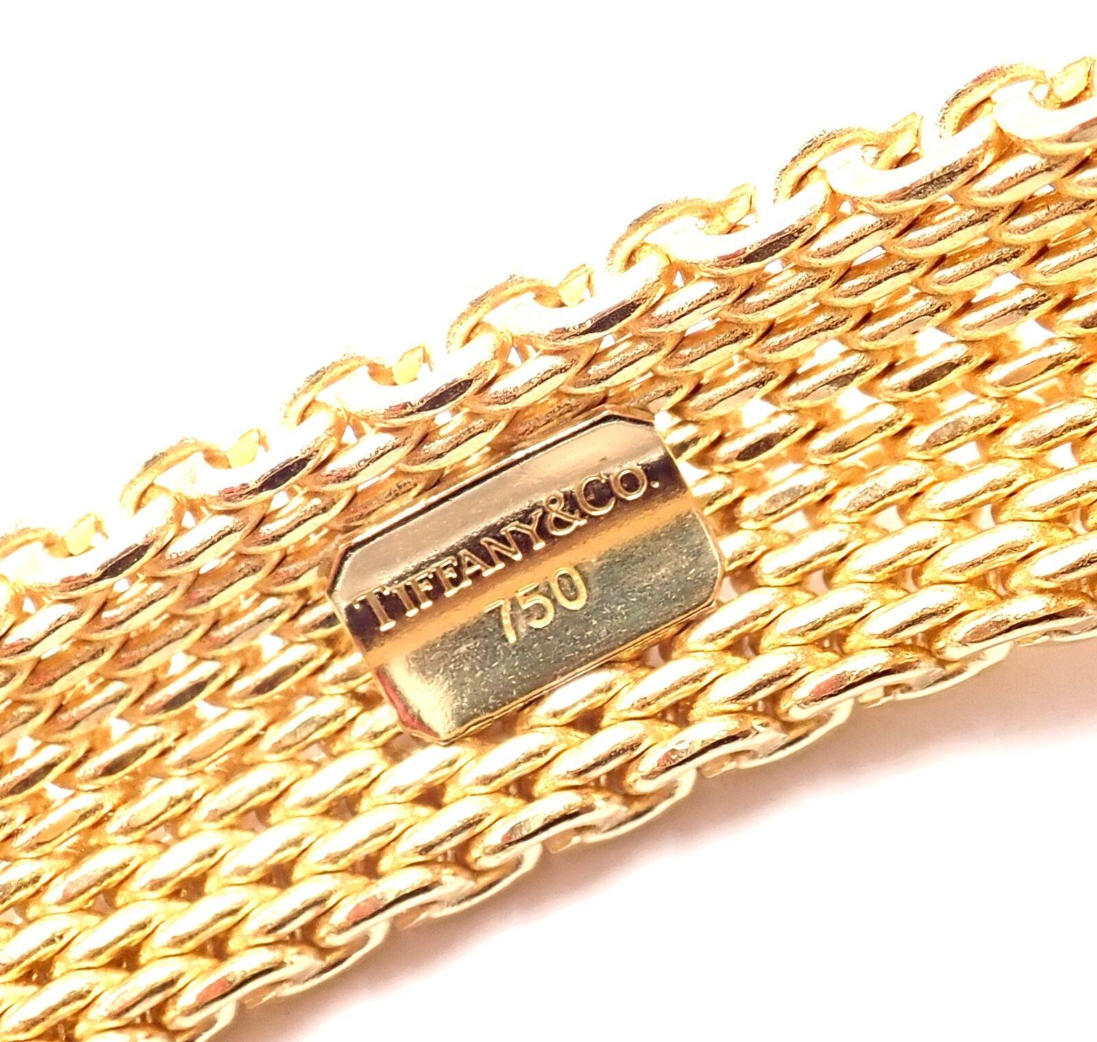 Women's or Men's Tiffany & Co Somerset Wide Mesh Yellow Gold Bracelet For Sale