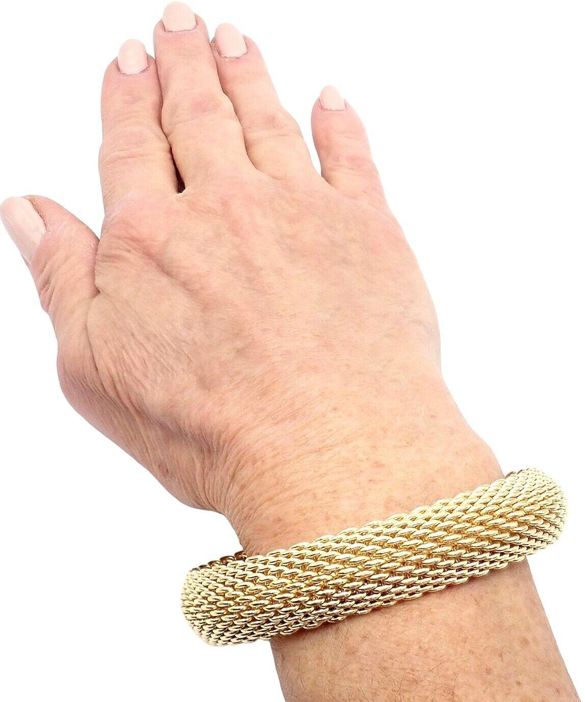 Tiffany & Co Somerset Wide Mesh Yellow Gold Bracelet For Sale 1