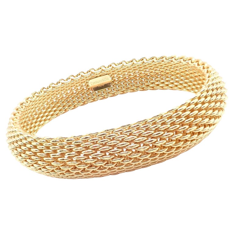 Tiffany and Co Somerset Wide Mesh Yellow Gold Bracelet For Sale at 1stDibs