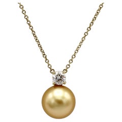 Tiffany & Co. South Sea Golden Yellow Pearl & Natural Diamond Pendant Necklace