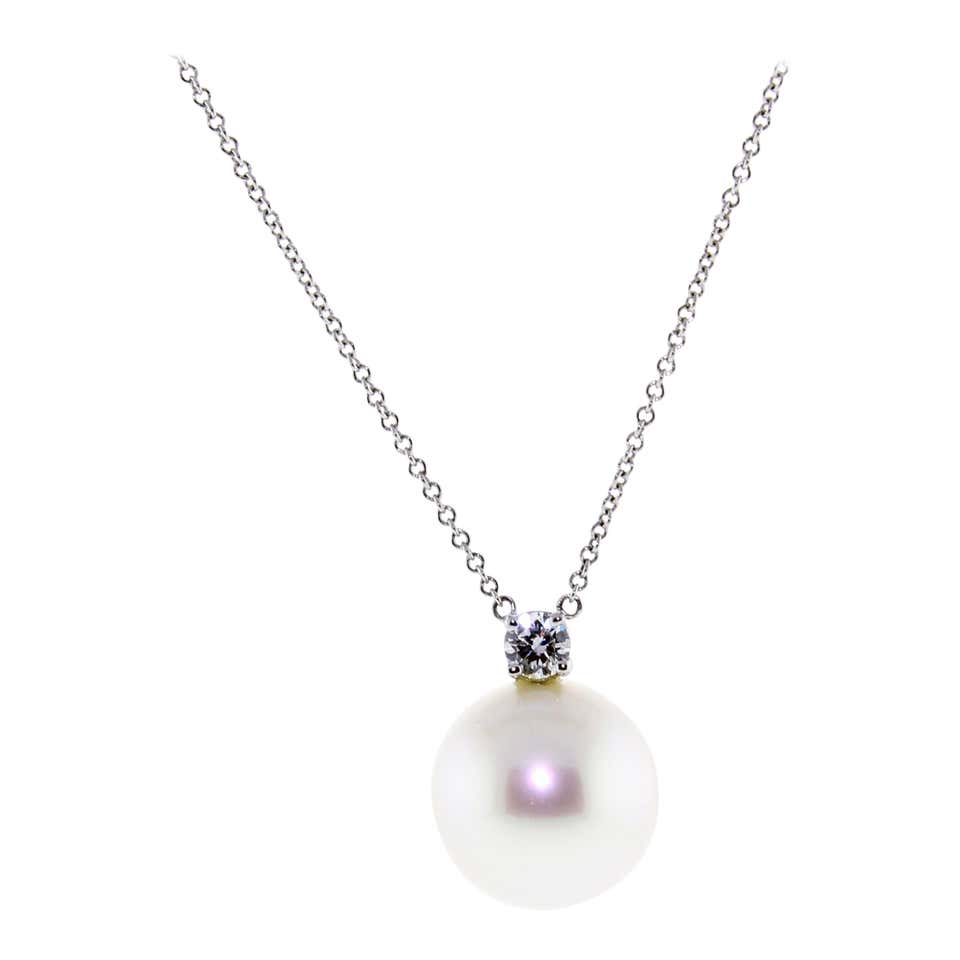 Tiffany and Co. South Sea Pearl and Diamond Drop Pendant Necklace at ...