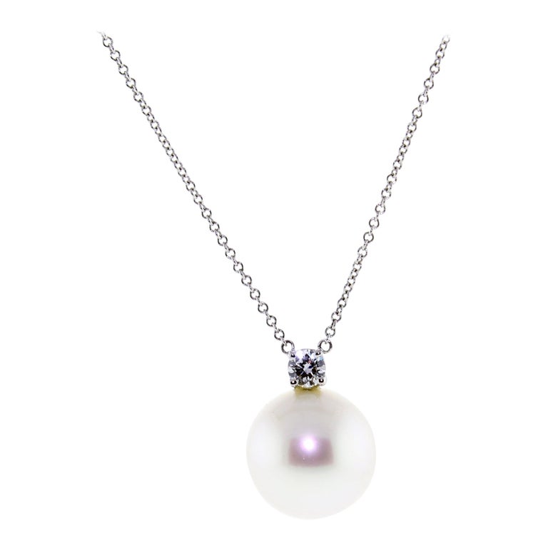 Tiffany and Co. South Sea Pearl and Diamond Drop Pendant Necklace at