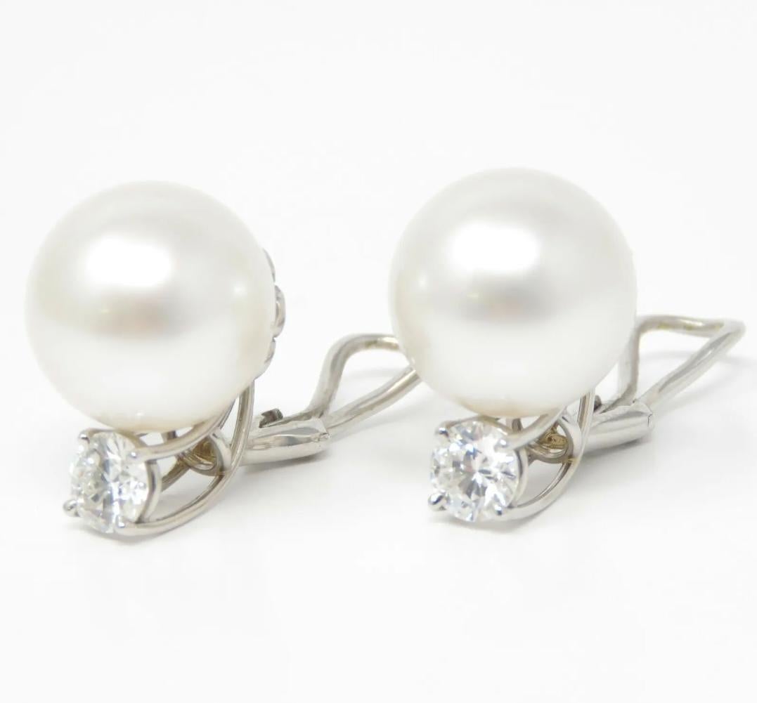 TIFFANY & Co. Pendientes Perla del Mar del Sur Diamante Platino Contemporáneo en venta