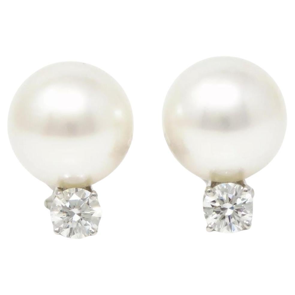 TIFFANY & Co. South Sea Pearl Diamond Platinum Earrings