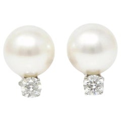 TIFFANY & Co. South Sea Pearl Diamond Platinum Earrings