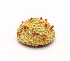 Tiffany & Co. Space Age Moon Landing Brooch in 18k Yellow Gold with Red Coral