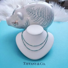 Tiffany & Co. Sparkle Blue Enamel Sterling Silver Chain Necklace 30 Inch