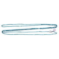 Tiffany & Co. Sparkle Blue Enamel Sterling Silver Chain Necklace 30 Inch