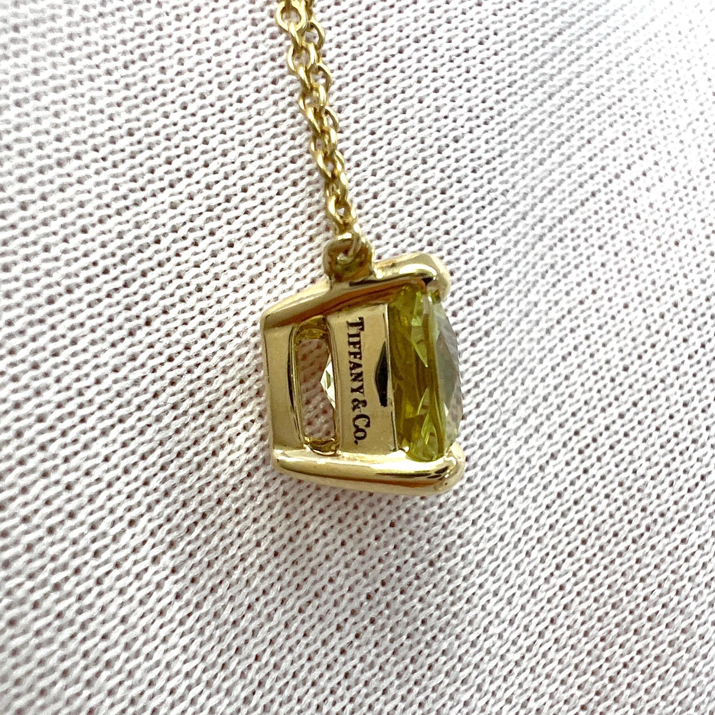 Tiffany & Co. Sparkler Yellow Citrine Lemon Quartz 18k Gold Pendant Necklace In Excellent Condition For Sale In Birmingham, GB