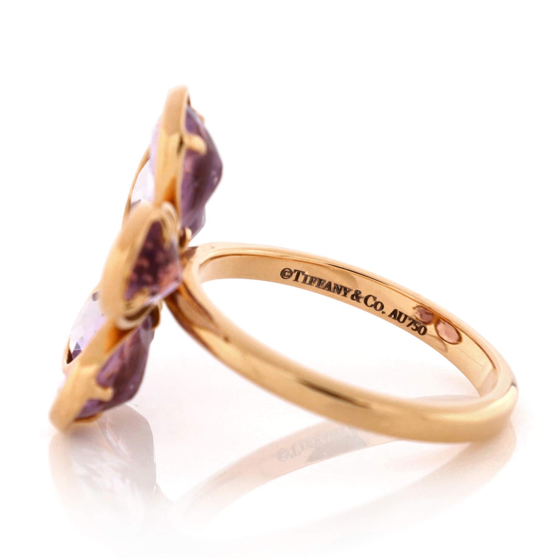 Tiffany & Co. Sparklers Flower Ring 18K Rose Gold with Amethyst and Diamond In Good Condition In New York, NY