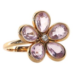 Tiffany & Co. Sparklers Flower Ring 18K Rose Gold with Amethyst and Diamond