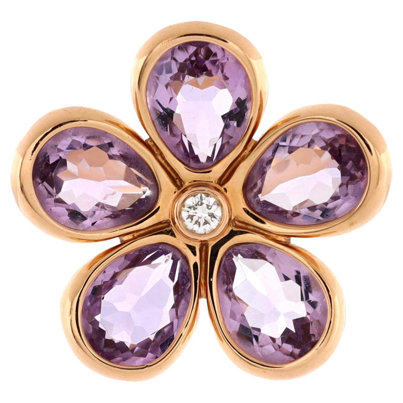 Tiffany & Co. Sparklers Flower Ring 18K Rose Gold with Amethyst and Diamond