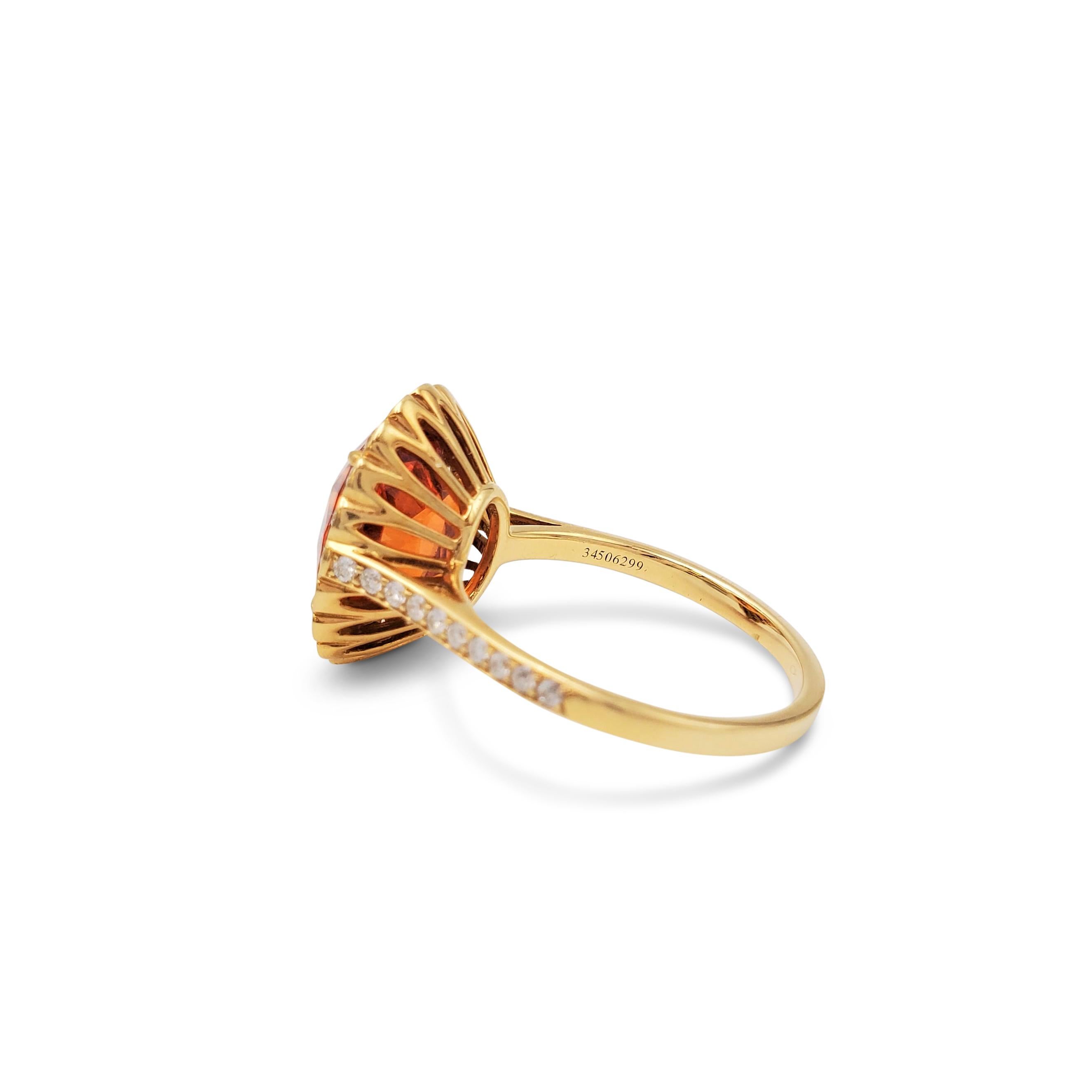 Round Cut Tiffany & Co. Spessartite Garnet and Diamond Ring