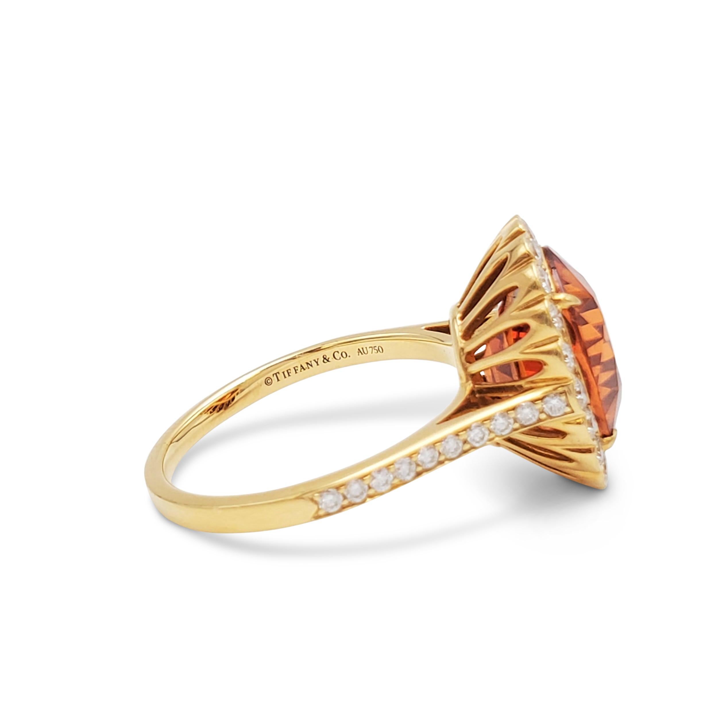 Tiffany & Co. Spessartite Garnet and Diamond Ring In Excellent Condition In New York, NY