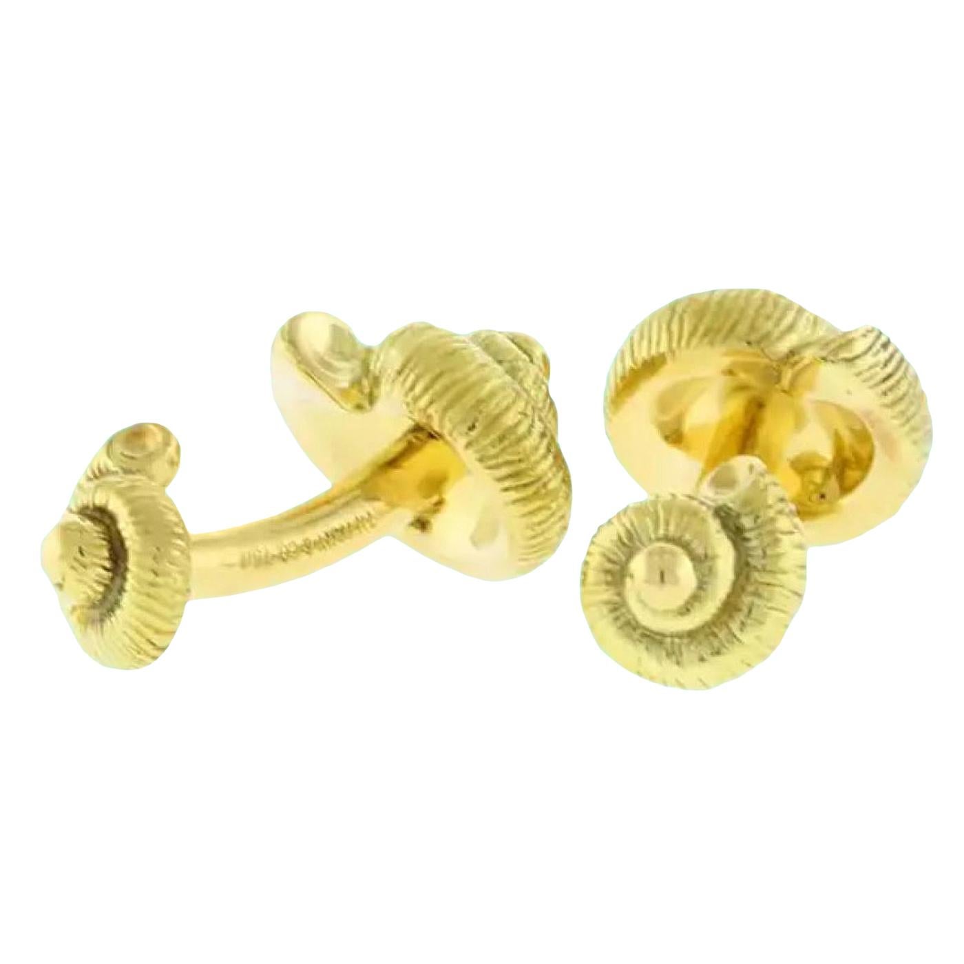 Tiffany & Co. Gemelos de concha espiral para hombre en oro amarillo de 18 quilates Modernista en venta