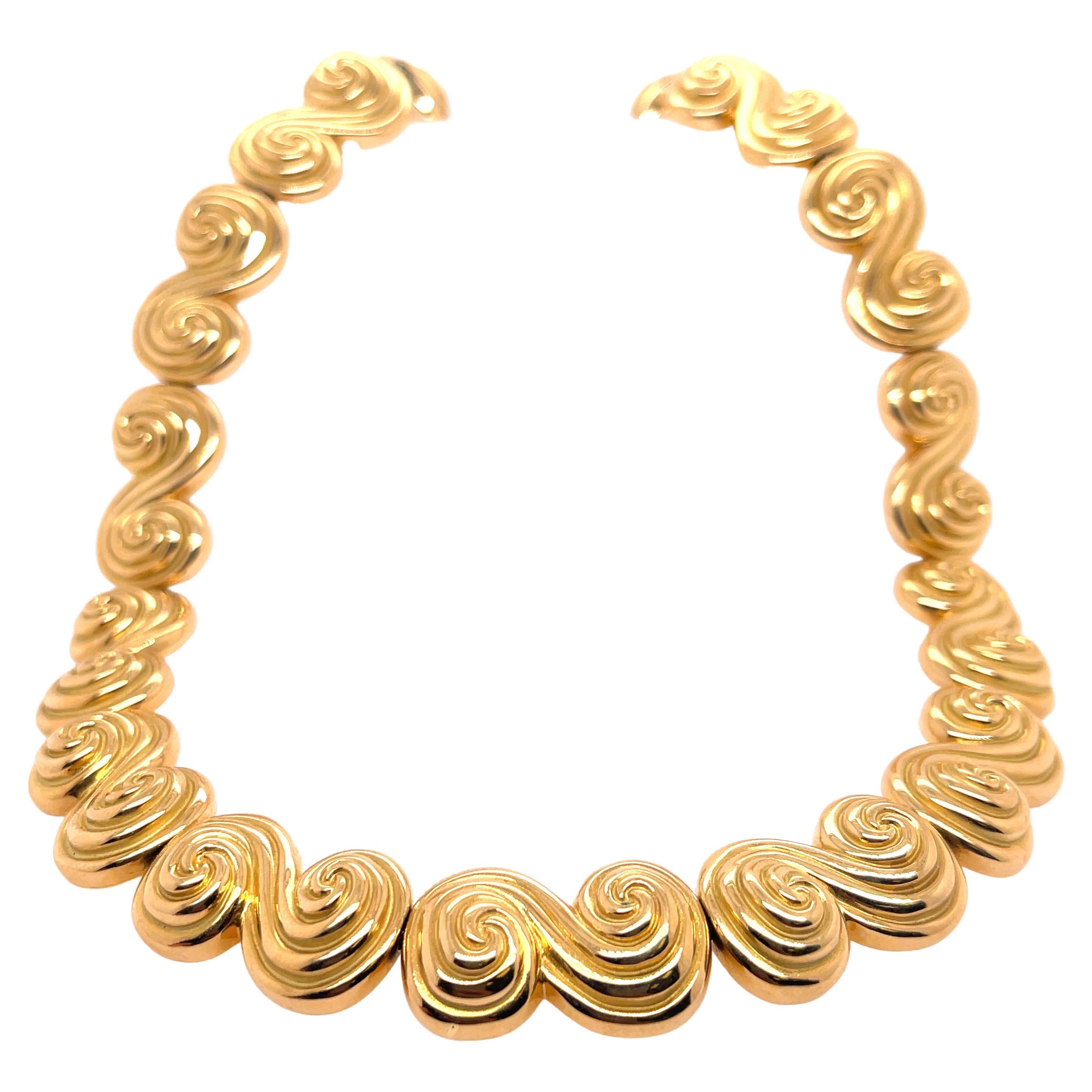 Tiffany & Co. Spiral Swirl Necklace Yellow Gold For Sale