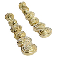 Tiffany & Co. Spiro Earrings circa 1993 Swirl Long Drops 18k Yellow Gold