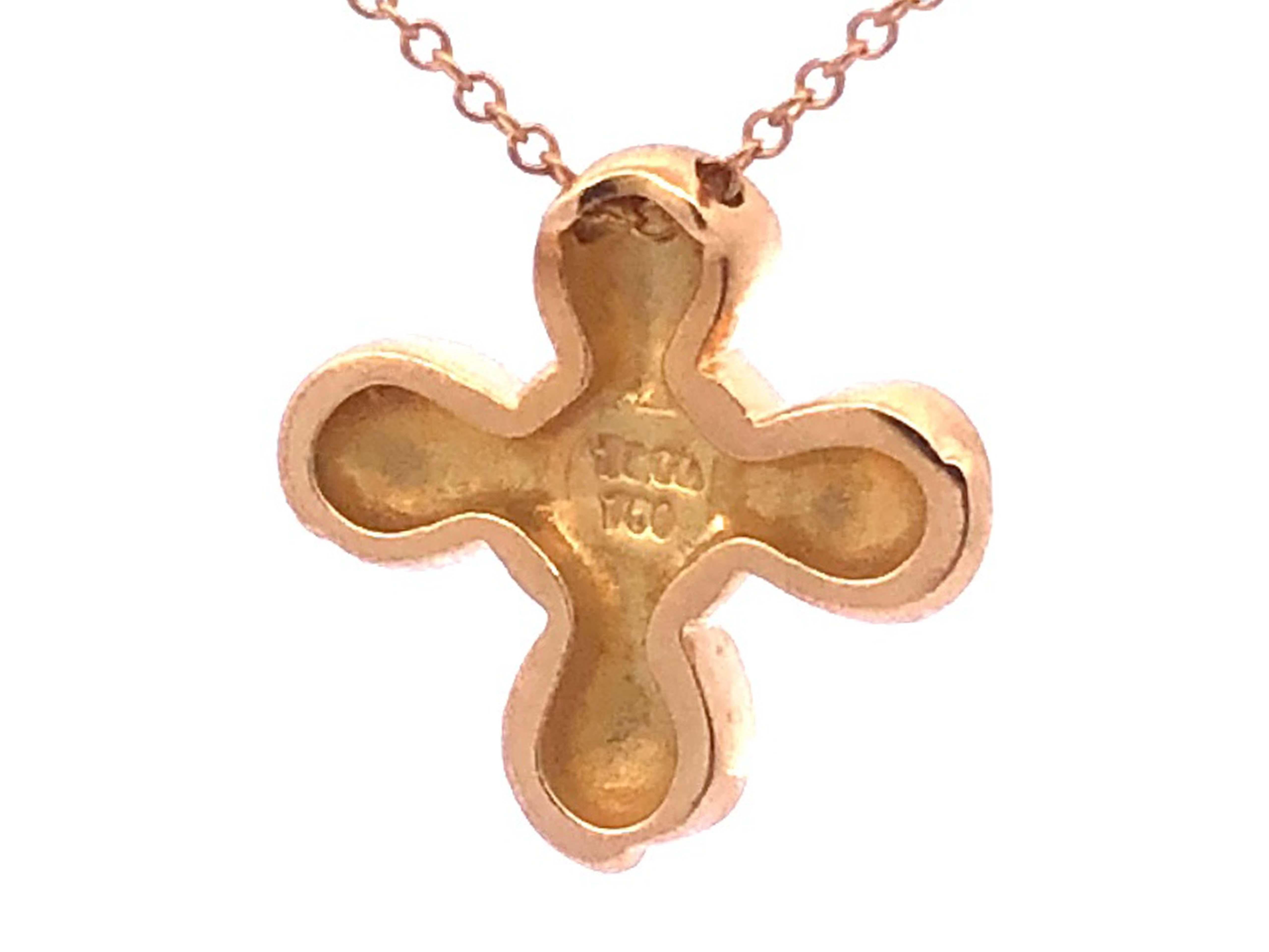 Tiffany & Co. Spiro Swirl Rosebud Cross 18k Yellow Gold Vintage Pendant Necklace In Excellent Condition In Honolulu, HI