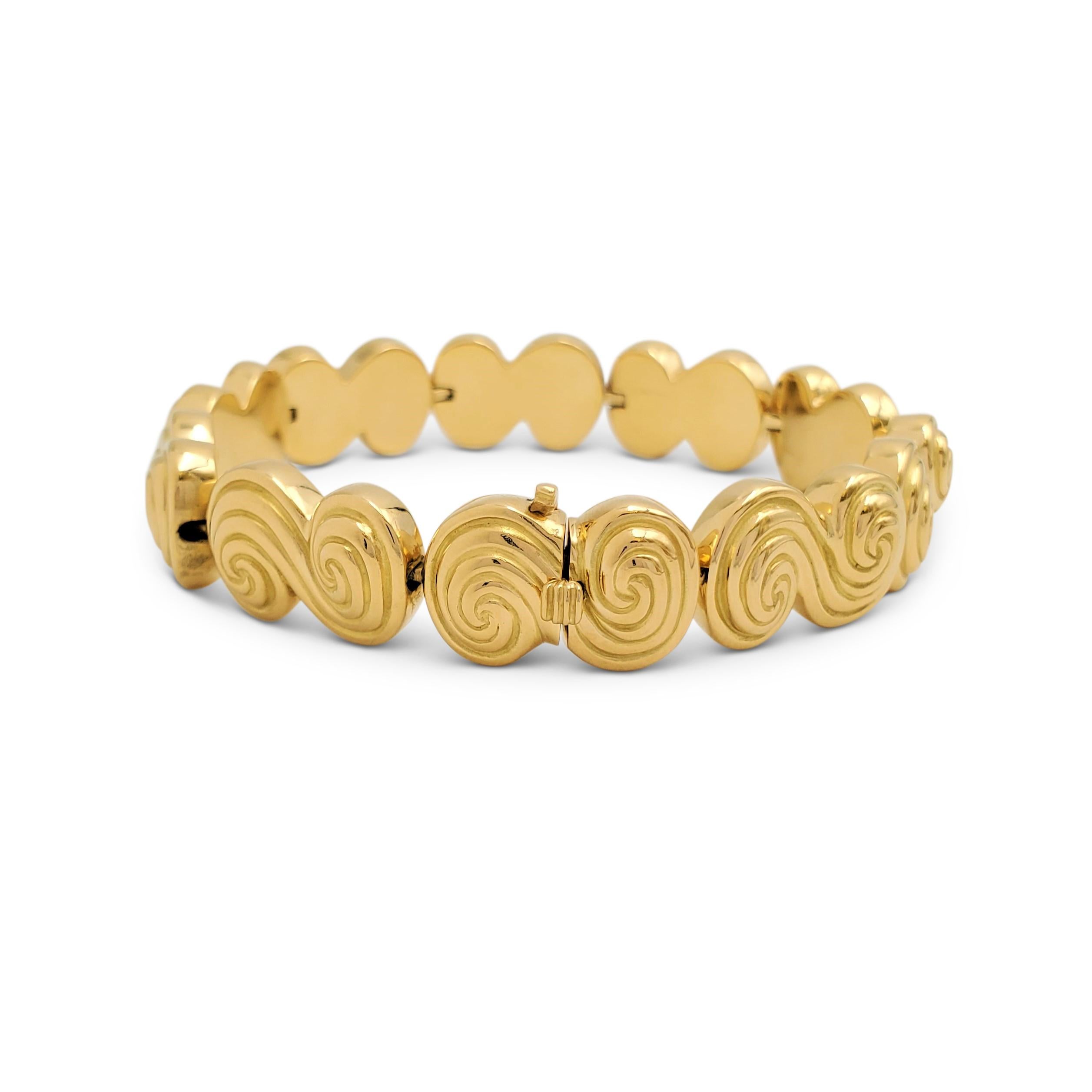 Tiffany & Co. 'Spiro' Swirl Yellow Gold Bracelet In Excellent Condition In New York, NY