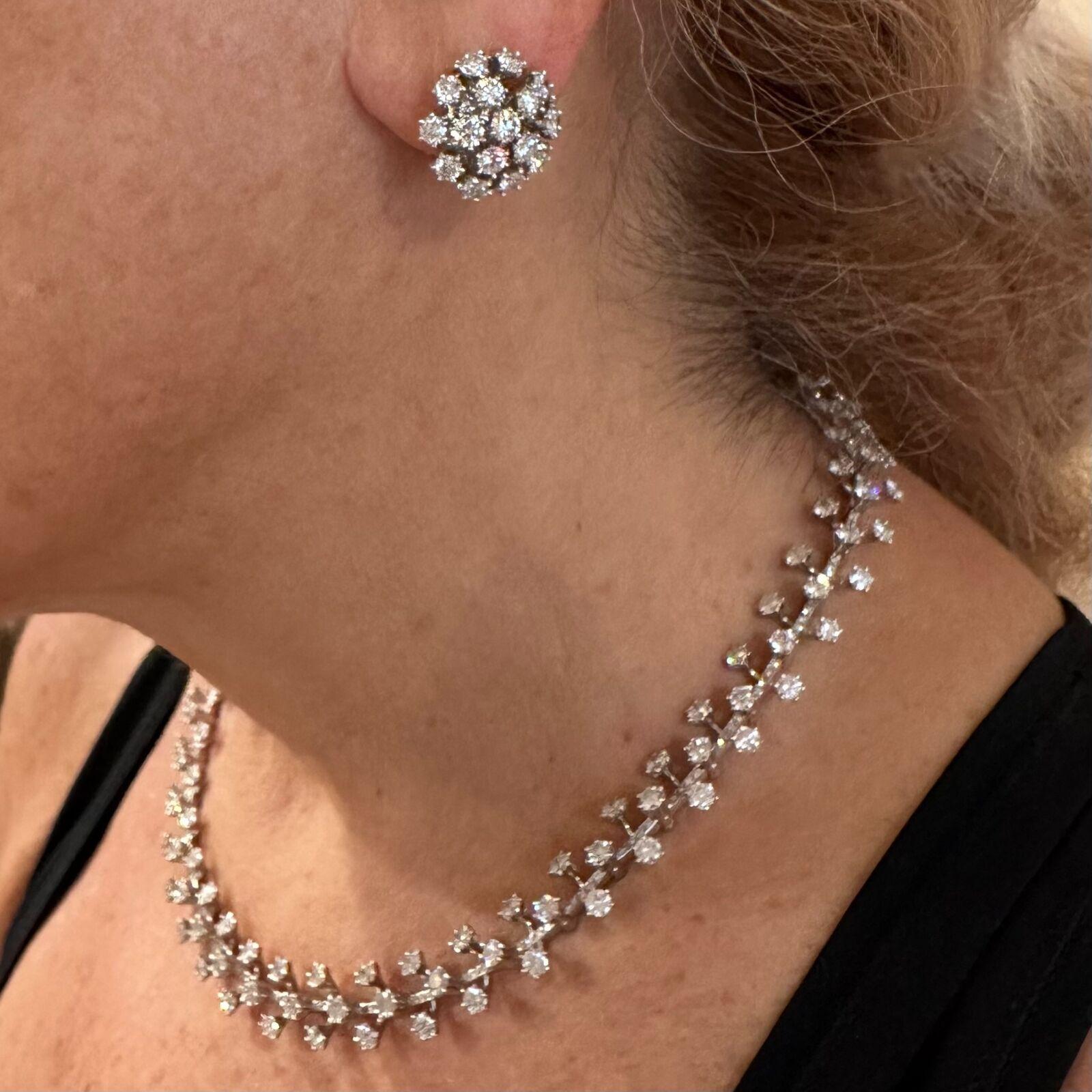 Tiffany & Co. Spray Diamond Platinum Necklace and Earrings Set For Sale 6