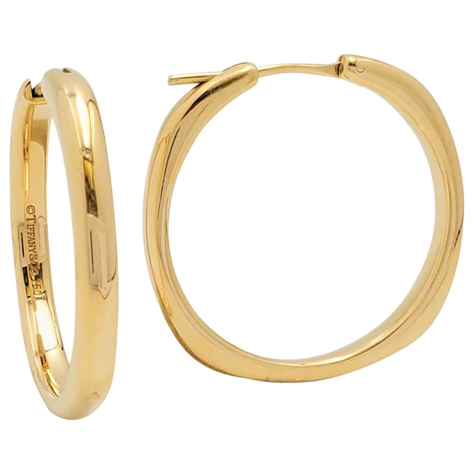 Tiffany and Co. Yellow Gold White Diamond and Blue Sapphire Double Hoop ...