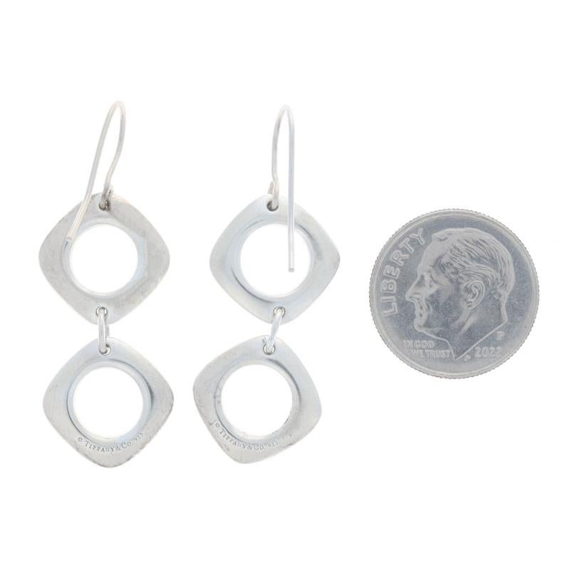 Women's Tiffany & Co. Square Cushion Drop Dangle Earrings Sterling 925 Geometric Pierced