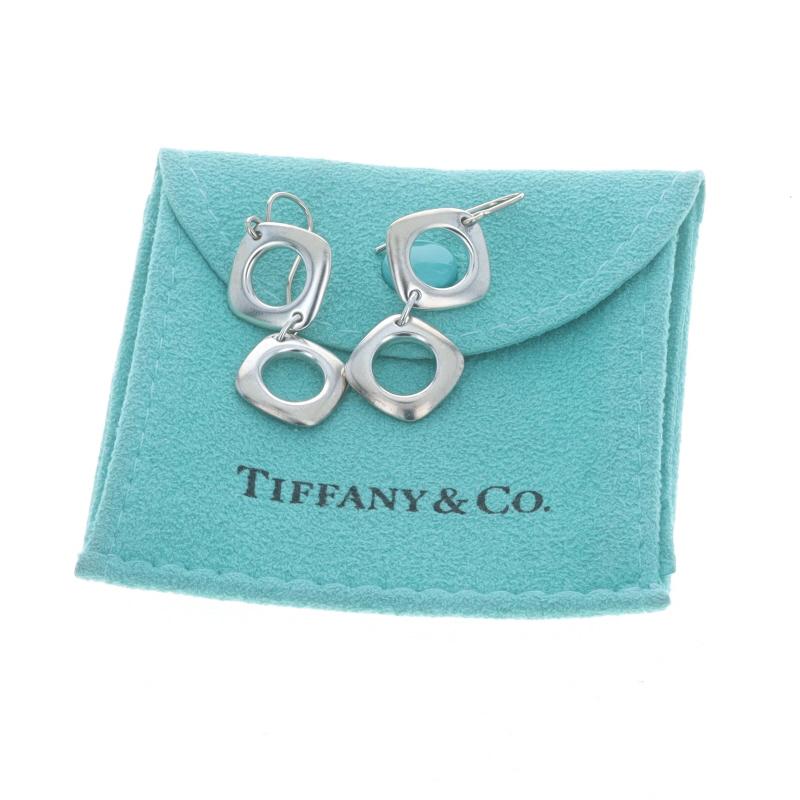 Tiffany & Co. Pendientes Colgantes Cuadrados de Cojín de Esterlina 925 Geométricos perforados en venta 2