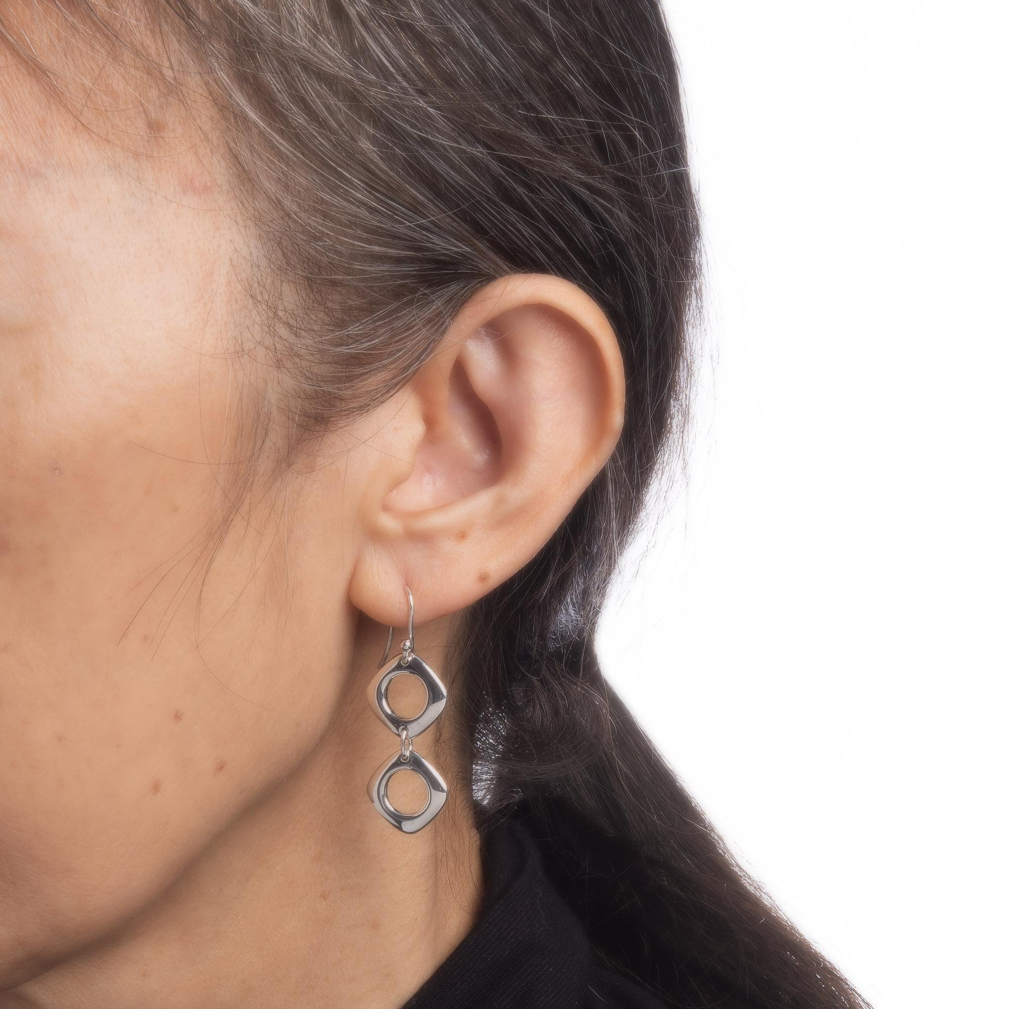 Tiffany & Co. Quadratische Tropfenohrringe Kissenglieder Sterlingsilber Nachlass (Moderne)
