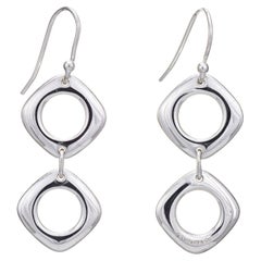 Tiffany & Co. Square Drop Earrings Cushion Links Sterling Silver Estate