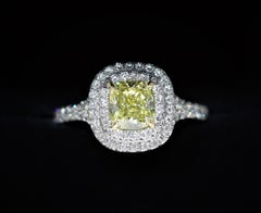 Tiffany & Co. Square Fancy Intense Yellow Diamond Ring 0.92 Carat, VS2