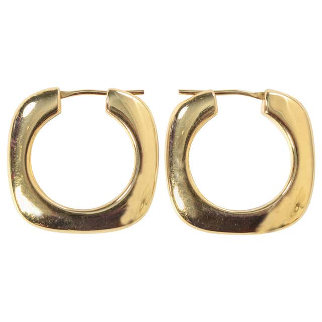 Tiffany and Co. Square Hoop Gold Earrings at 1stDibs