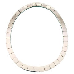 Tiffany & Co. Square Tile Link Necklace Sterling Silver 2002 Italy 16.5 inch