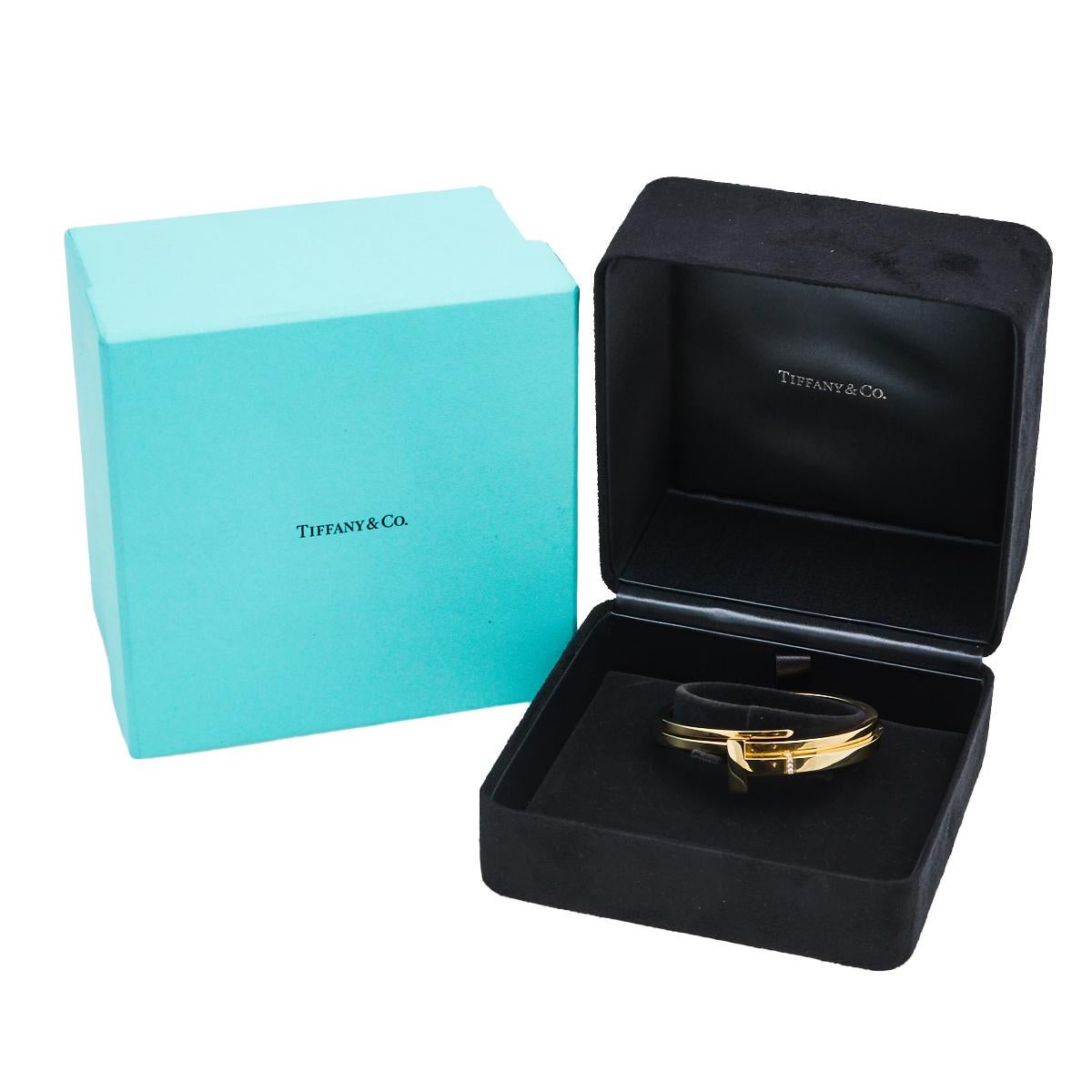 Contemporary Tiffany & Co. Square Wrap Diamond 18K Yellow Gold Cuff Bracelet