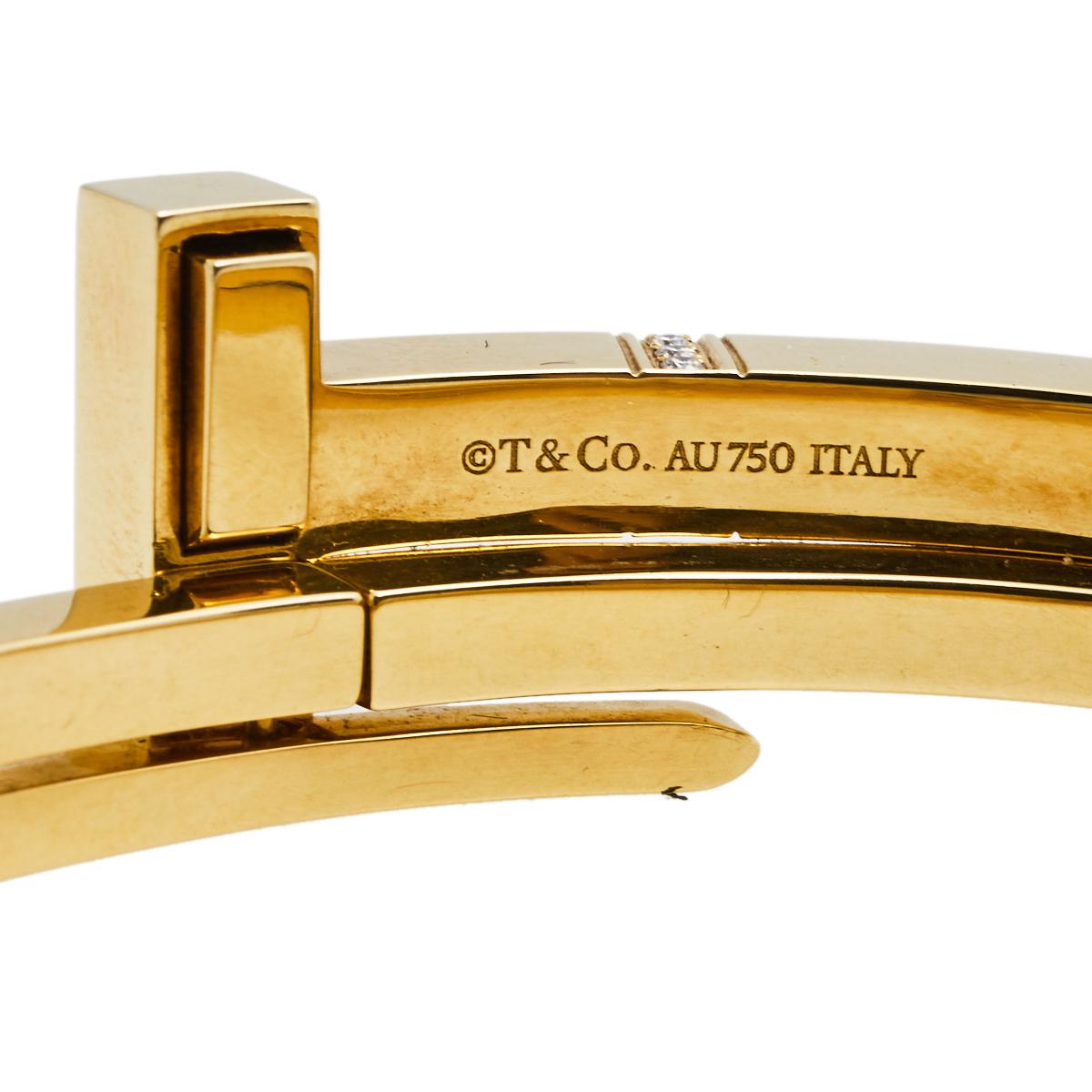 Tiffany & Co. Square Wrap Diamond 18K Yellow Gold Cuff Bracelet In Good Condition In Dubai, Al Qouz 2
